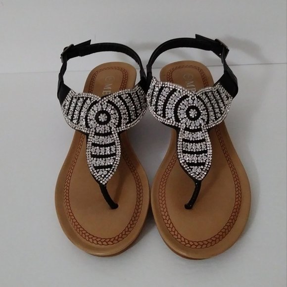 Melly Black T-Strap Sandals Platform Low Wedge Size 7 - Picture 11 of 12